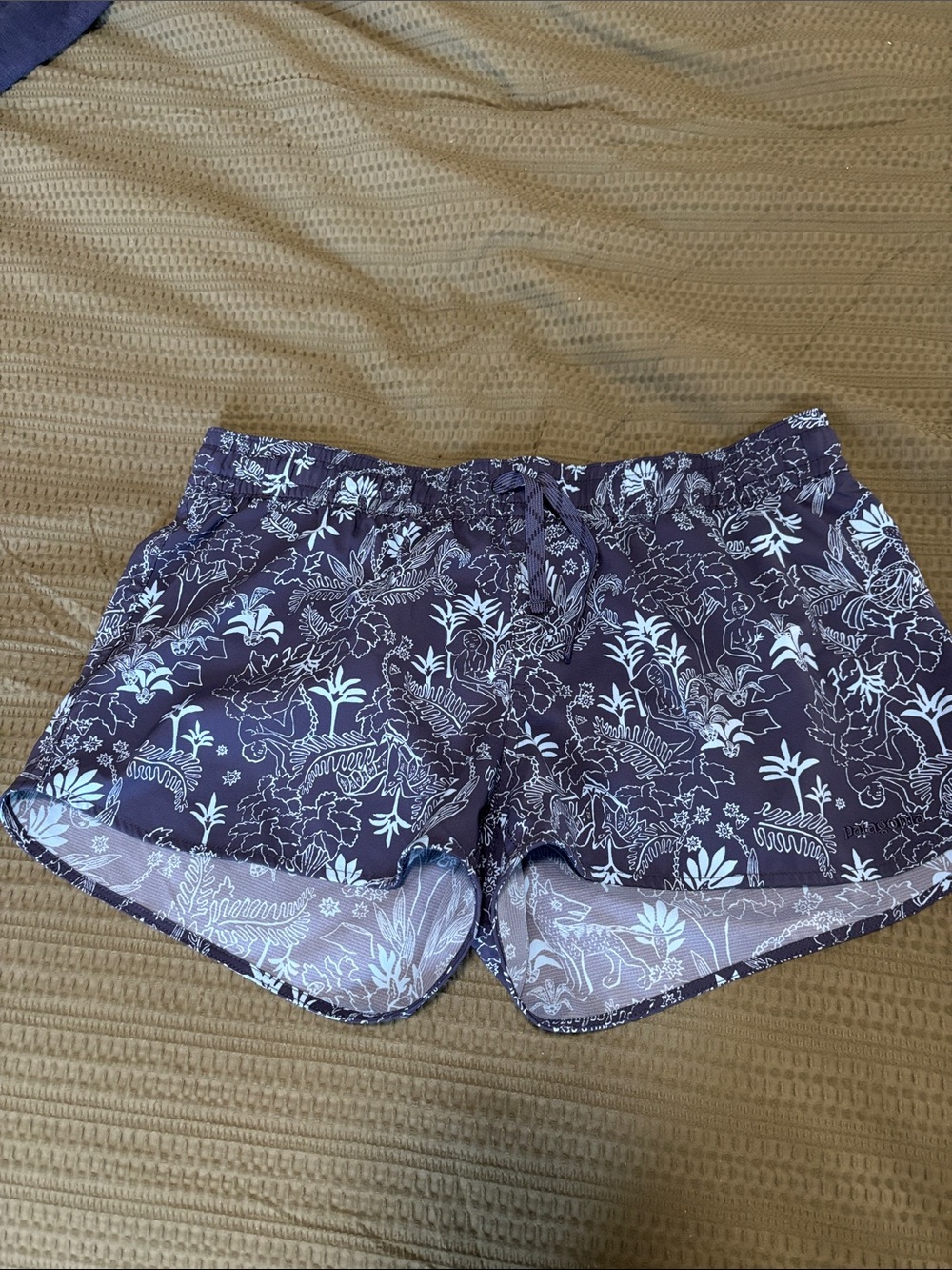 Patagonia Navy Blue Floral-Print Elastic Waist Shorts